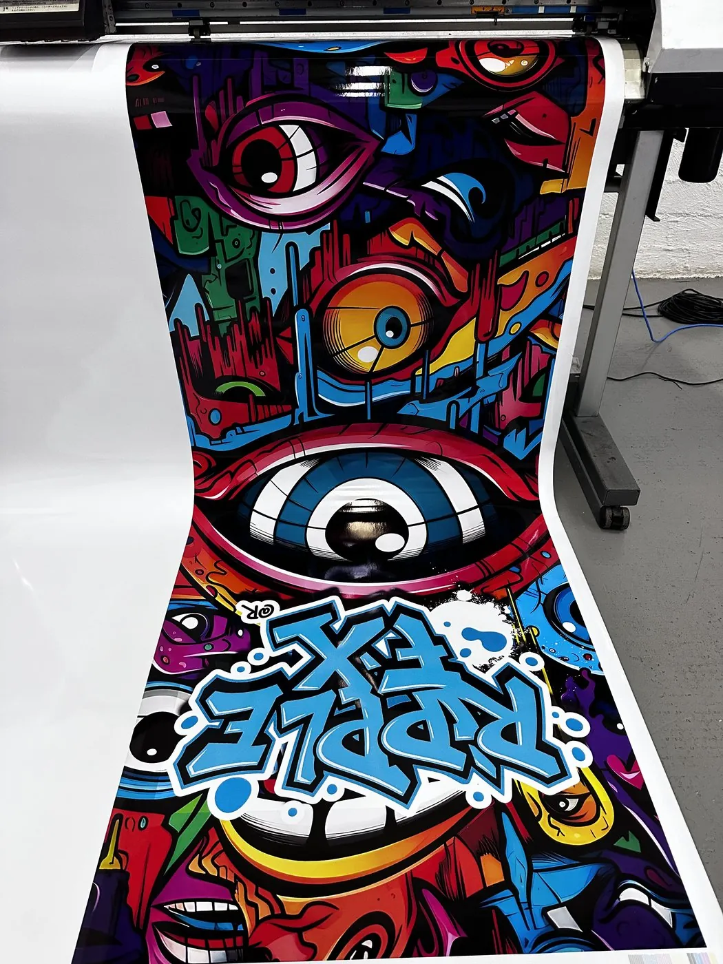 Ripple FX branded digital print mural fresh off the printer