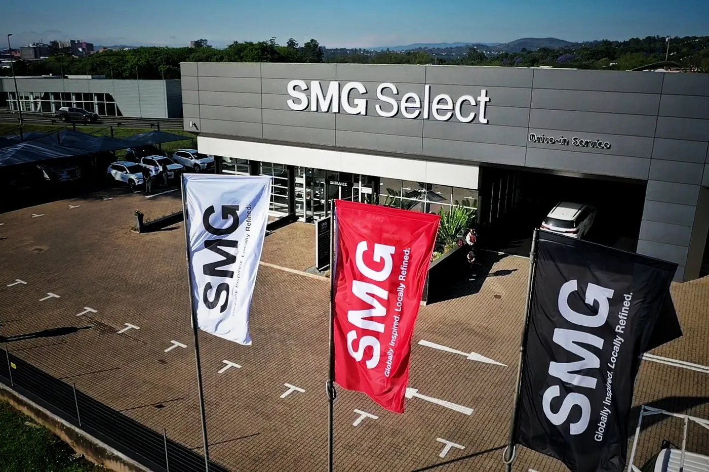 SMG Select building signage and branded flags
