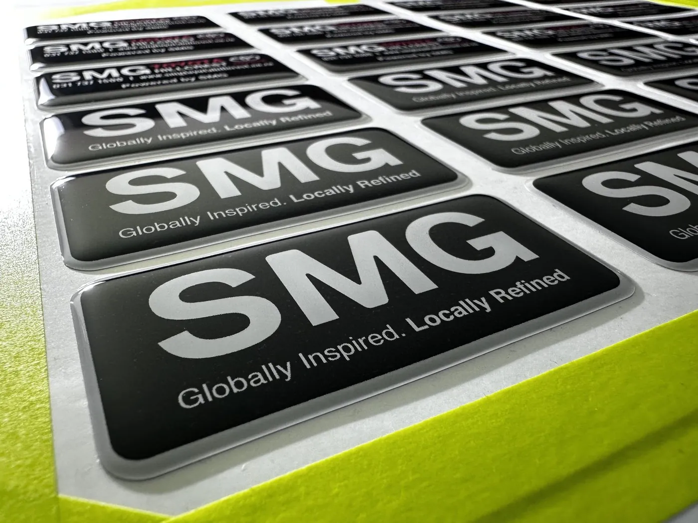 Sheet of SMG domed resin badges