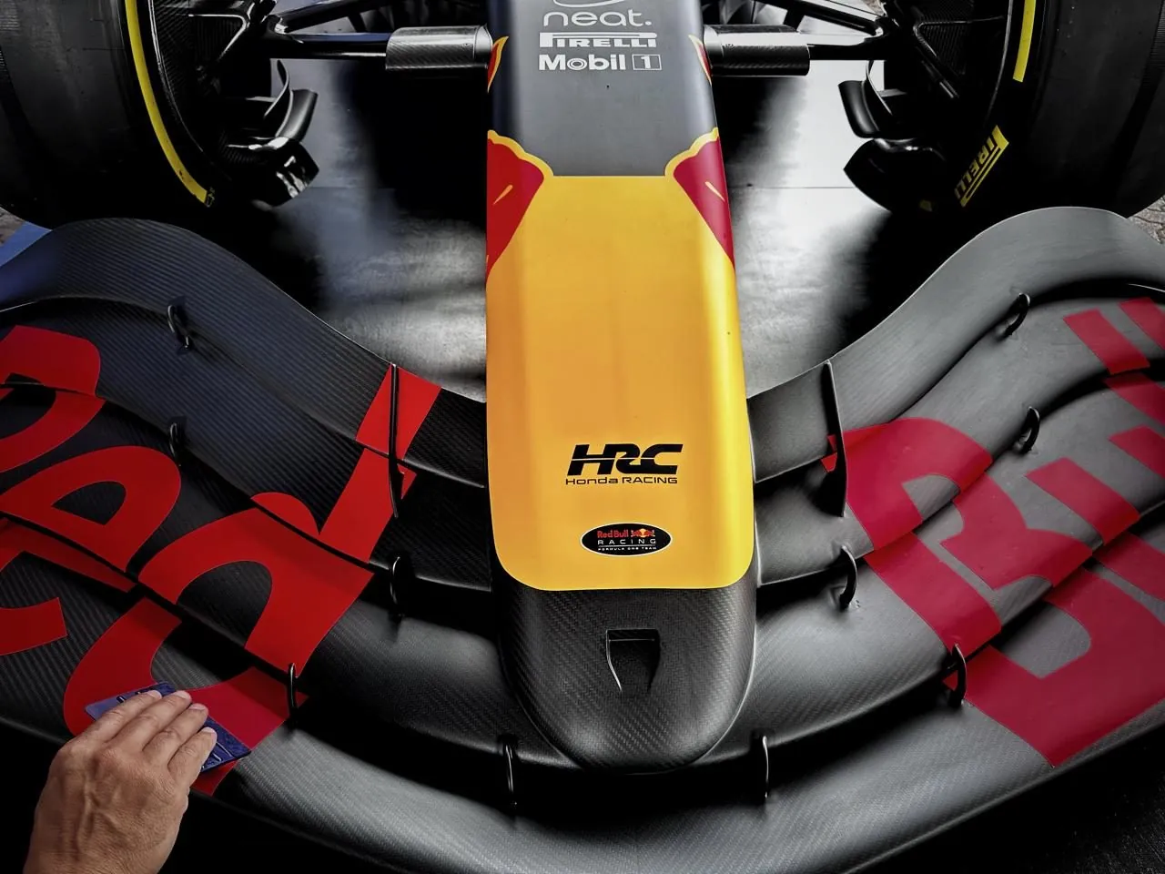 Formula 1 show car front wing livery decal application
